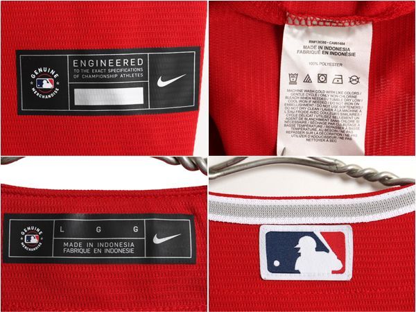 NIKE - エンゼルス ベースボール シャツ メンズ L / MLB オフィシャル ナイキ 大リーグ スウッシュ ユニフォーム ゲームシャツ 半袖シャツ 重ね着 NIKE - エンゼルス ベースボール シャツ メンズ L / MLB