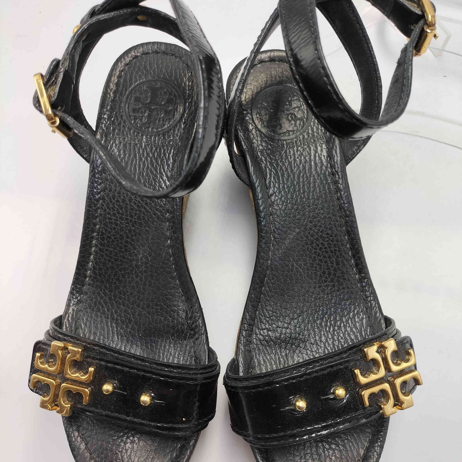 TORY BURCH　　ウェッジ　サンダル　サイズ6　パテントカーフ　美品 トリーバーチ TORY BURCH ウッド ウェッジソール ロゴ