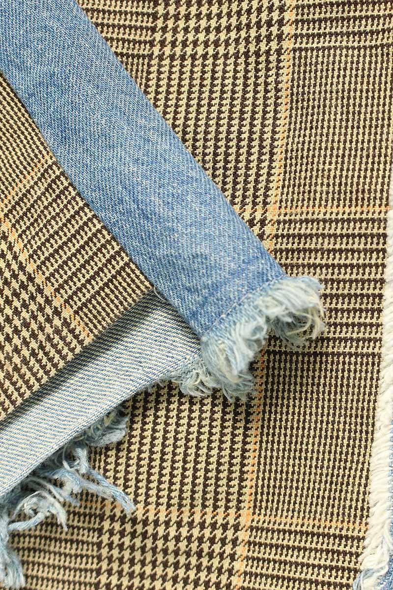 サカイ 19SS 19-04249 グレンチェック柄ドッキングデニムパンツ  