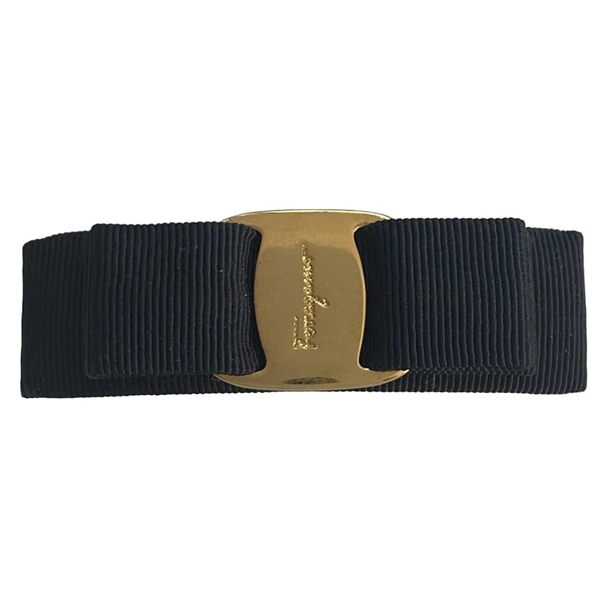 ferragamo フェラガモ ヴァラ バレッタ 美品　ネイビー×ゴールド FERRAGAMO/SalvatoreFerragamo(サルバトーレフェラガモ