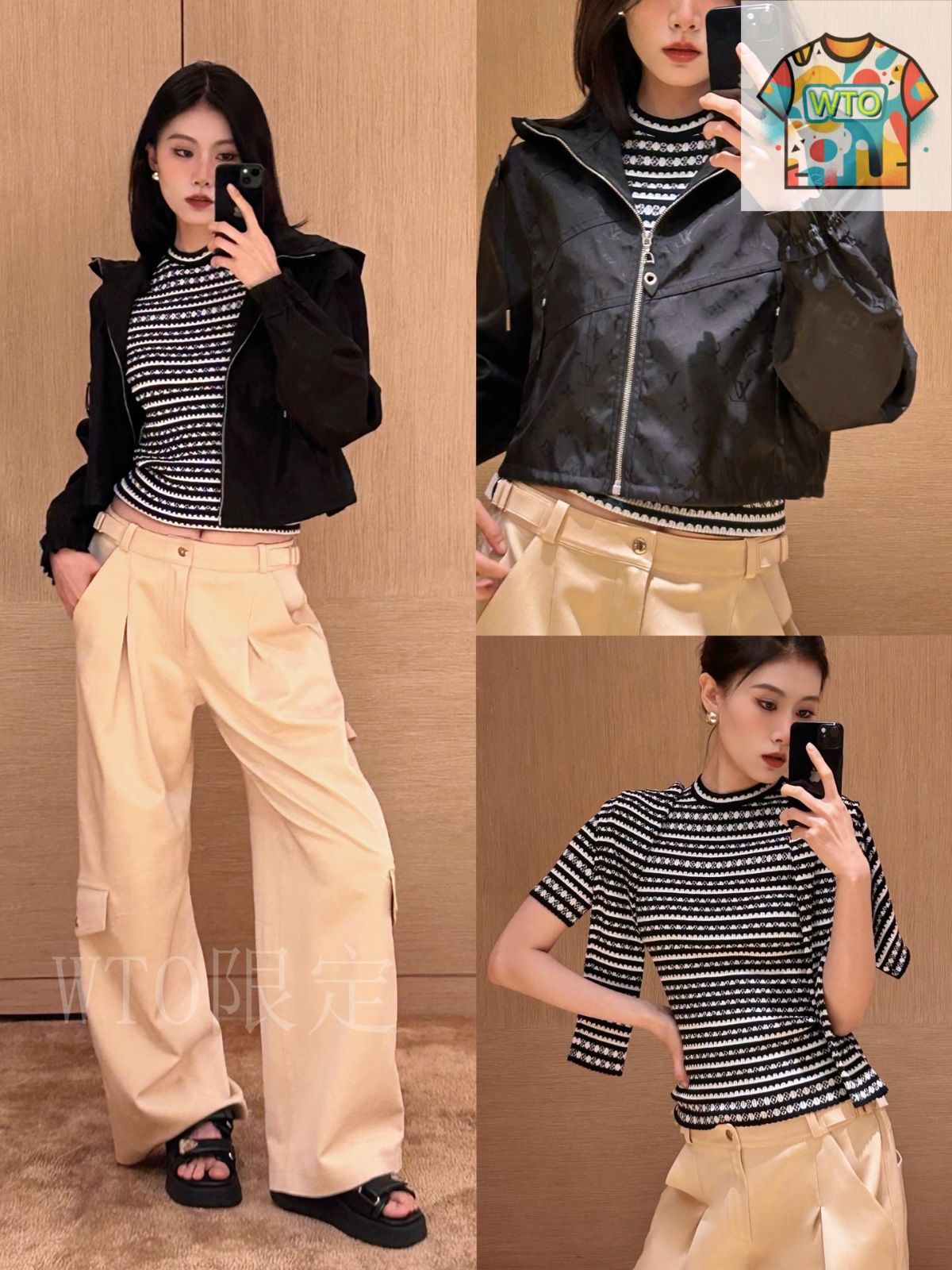 【ショート丈が可愛い♪】Louis Vuitton★ウィンドブレーカー 今日特価】Louis Vuitton MONOGRAM レザーショートウインド