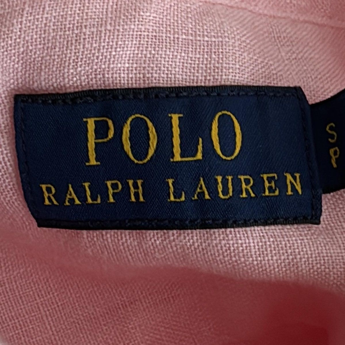  POLObyRalphLauren ポロラルフローレン 半袖シャツブラウス サイズSP S レディース - ピンク×ダークネイビー 麻 半袖 シャツ ブラウス