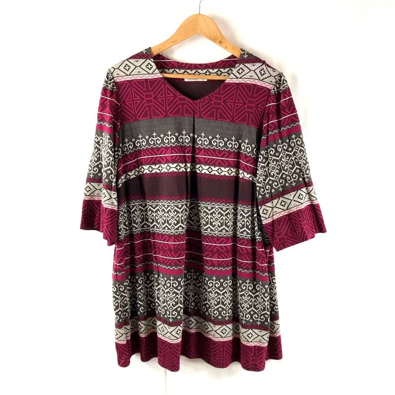 フィットミーモア　Vネックチュニック　EL フィットミーモア Fit me Moi トップス チュニック Vネック 七分
