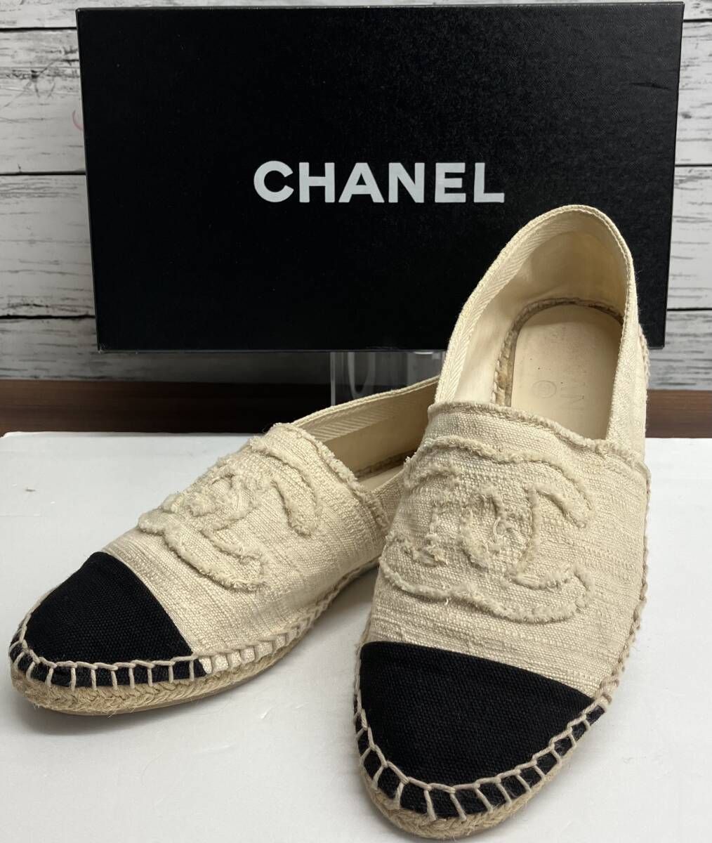 CHANEL G27627X08086 エスパドリーユ 約23.5cm