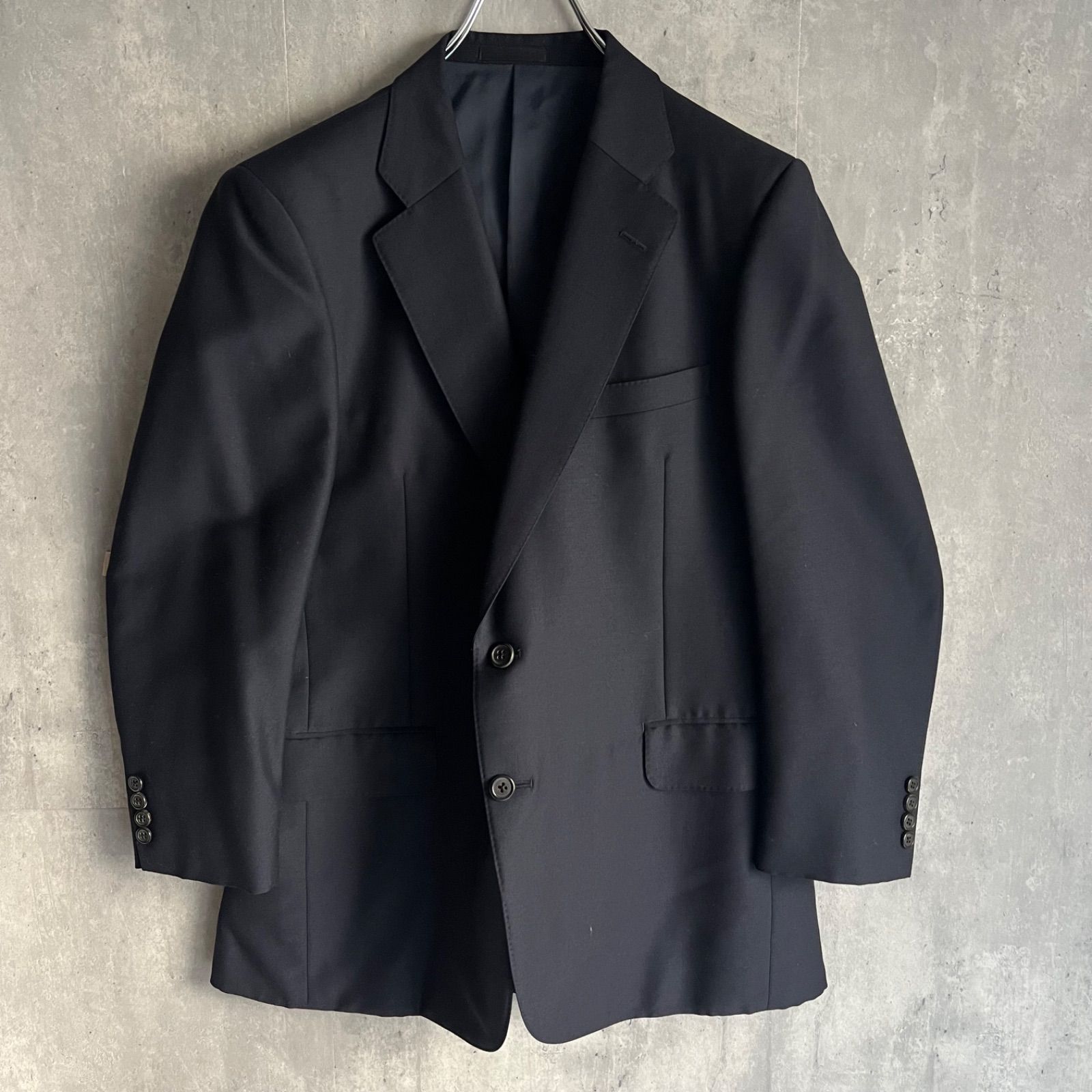 90s Burberry s バーバリーズ ウールスーツ シングル セットアップ モヘア混 ネイビー クラシック スタイルアップ AB6