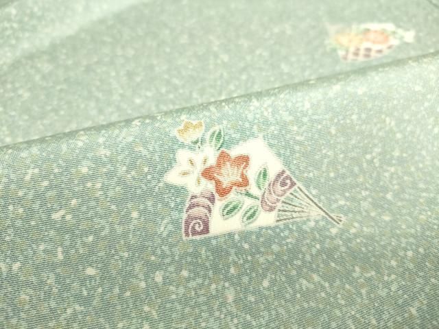 平和屋着物▽上質な小紋 単衣 扇面花文 正絹 逸品 DAAS0237az