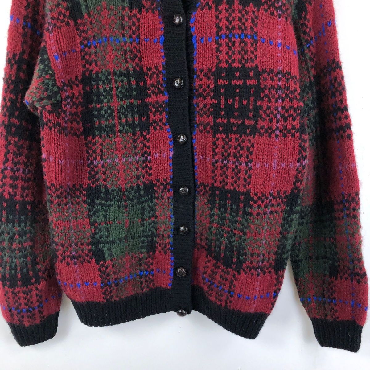 古着】 WOOLRICH ウールリッチ MOMAN ニット カーディガン チェック柄 80年代 ヴィンテージ ワイン系 レディースL 【中古】  n047822 - メルカリ