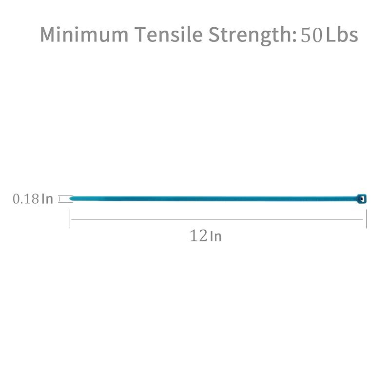 XINGO ブルー結束バンド 12インチ 引張強度 60ポンド セルフロック式ナイロンプラスチックナイロン PA66ワイヤータイ 屋内外用 1 000本