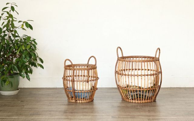 Breezeシリーズ ラタン バスケット 大小2個組