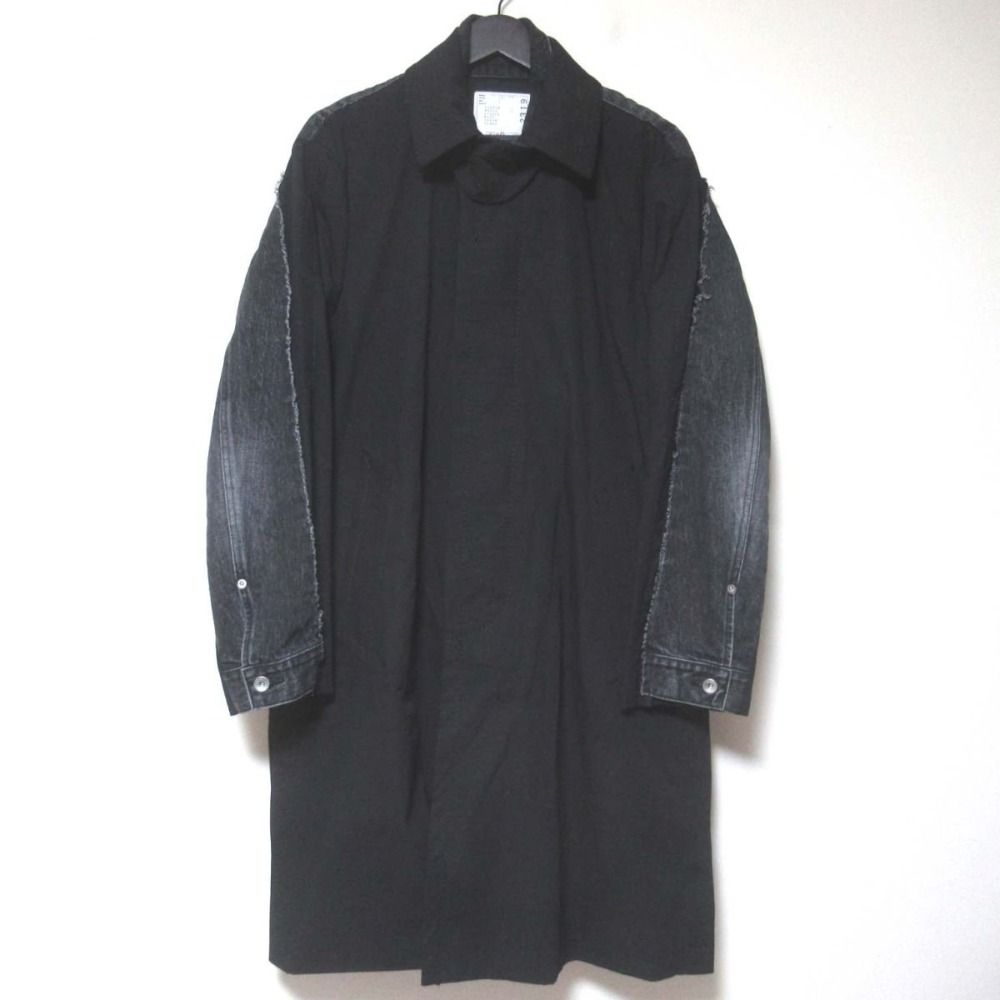 美品 20AW Sacai サカイ デニムジャケットドッキング レイヤードデザイン ステンカラーコート 20-02319M 1サイズ ブラック メンズ  - メルカリ