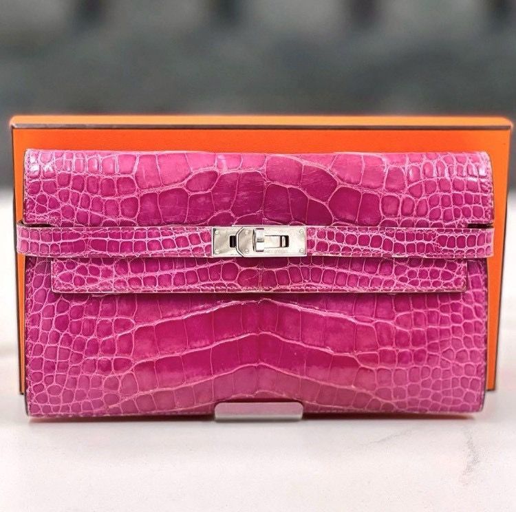 エルメス ケリーウォレット アリゲーター ローズシュヘラザード