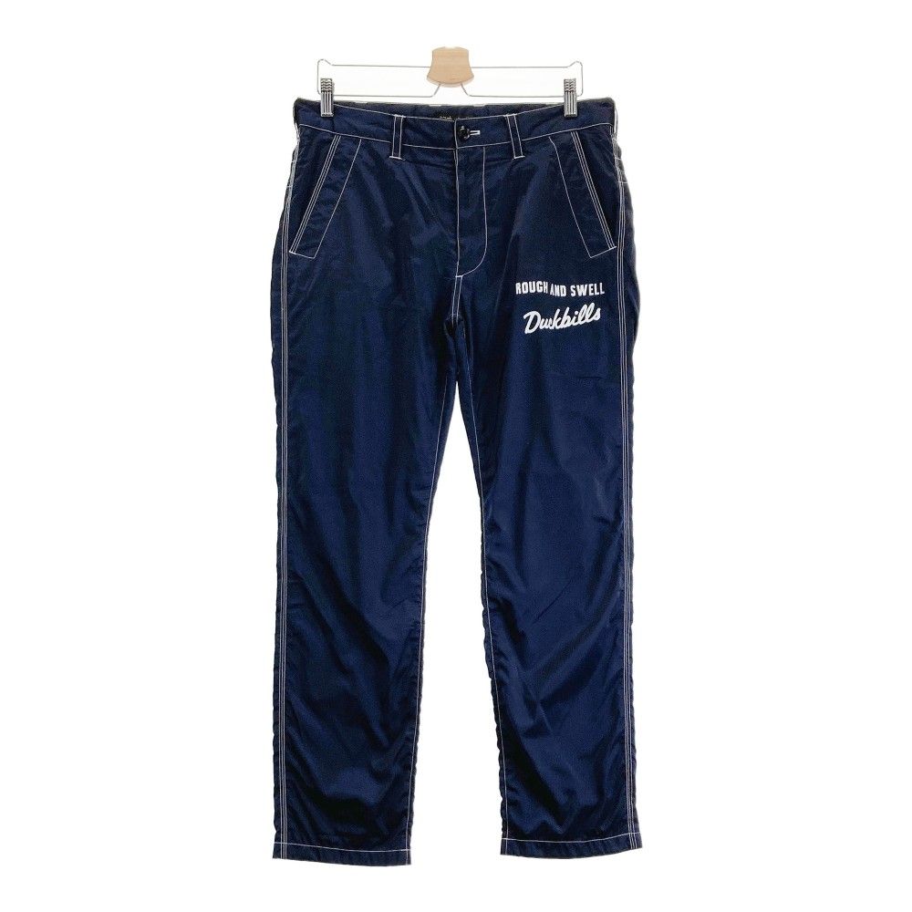 ラフアンドスウェル　ネイビーストレートパンツ 刺繍ロゴ付きXL ラフアンドスウェル ネイビーストレートパンツ 刺繍ロゴ付きXL