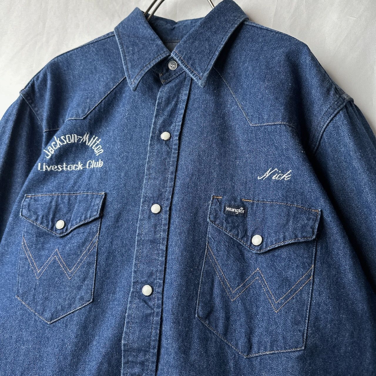 ラングラー デニムシャツ ウエスタンシャツ カウボーイシャツ 刺繍 