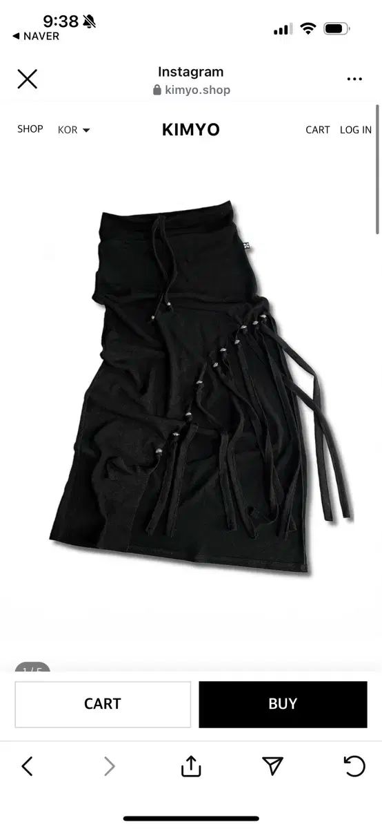 Kimyo brassball obliq tassel skirt black