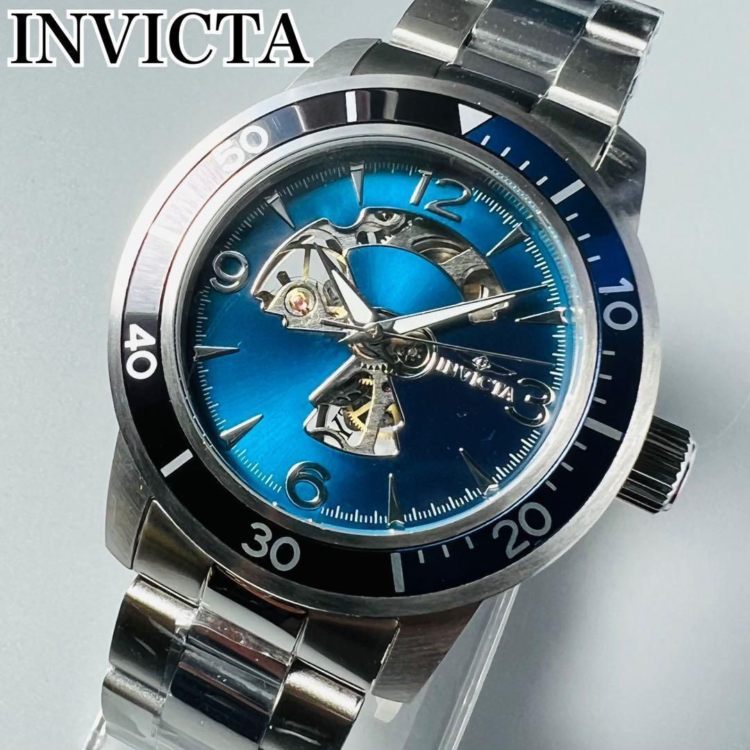 インビクタ 腕時計 自動巻き ブルー メンズ ケース 新品 スケルトン シルバーGreatproduct