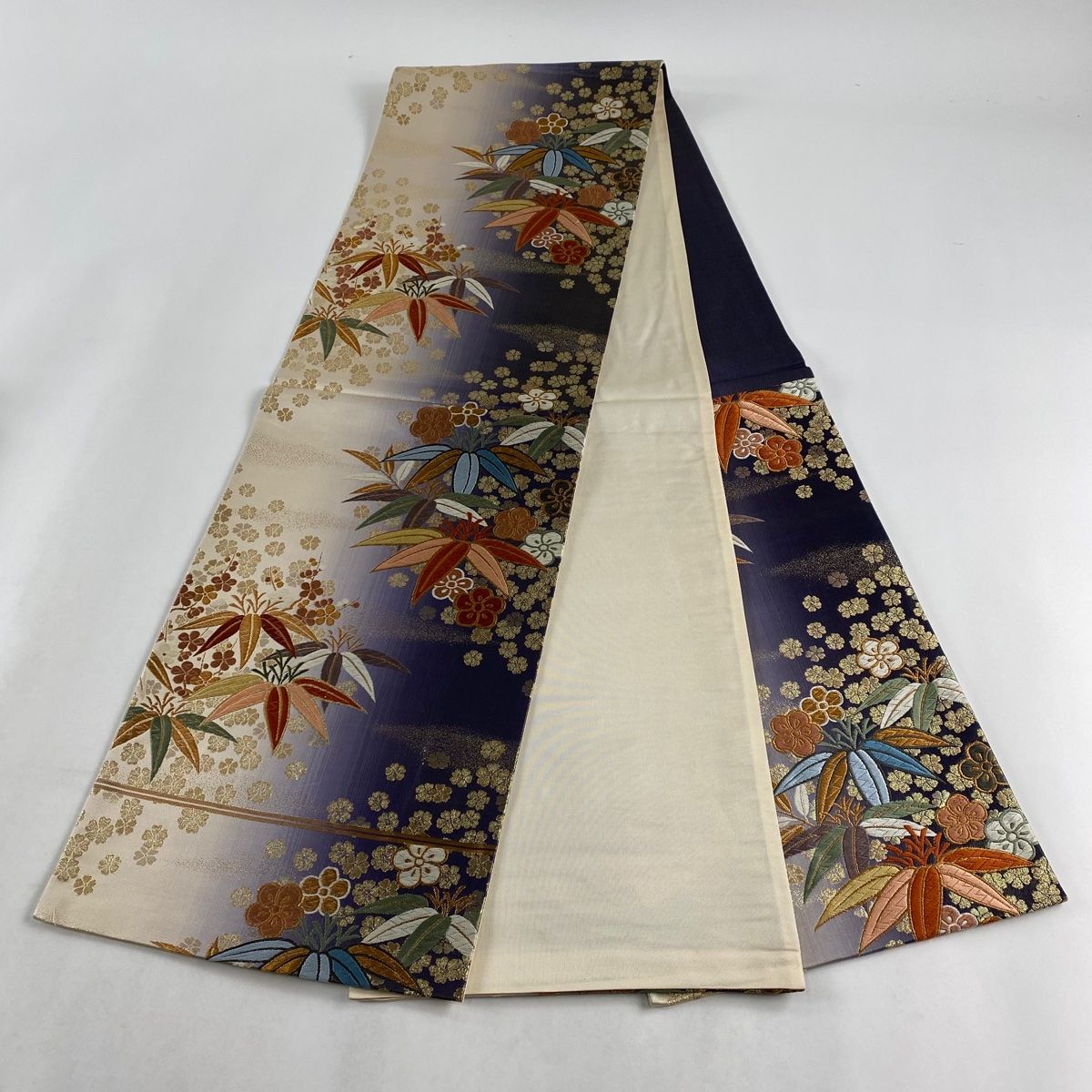 袋帯 美品 優品 幾何学 黄土色 六通 化繊 【中古】 袋帯 秀品 夏