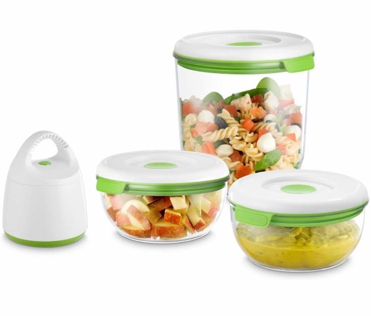 ショップジャパン フォーサ 真空保存容器   新品未使用品♪ Amazon｜ショップジャパン フォーサ角型5点セット(中4個、大1個