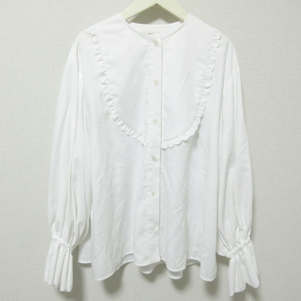 yori / スカラップカットワーク 長袖ブラウス/FREE/ホワイト/無地/yr2221-106aw-3// 美品 クリーニング済 22AW yori ヨリ 長袖 スカラップカットワーク