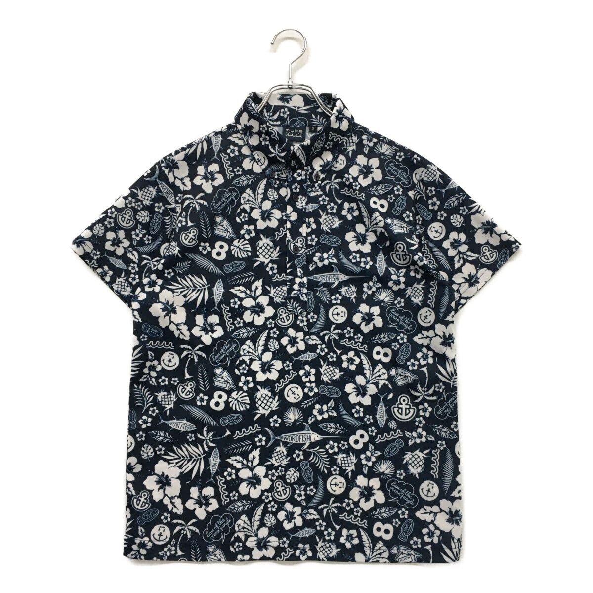 中古 メンズ ムータマリン muta MARINE 半袖ポロシャツ S 紺×白 ボタン