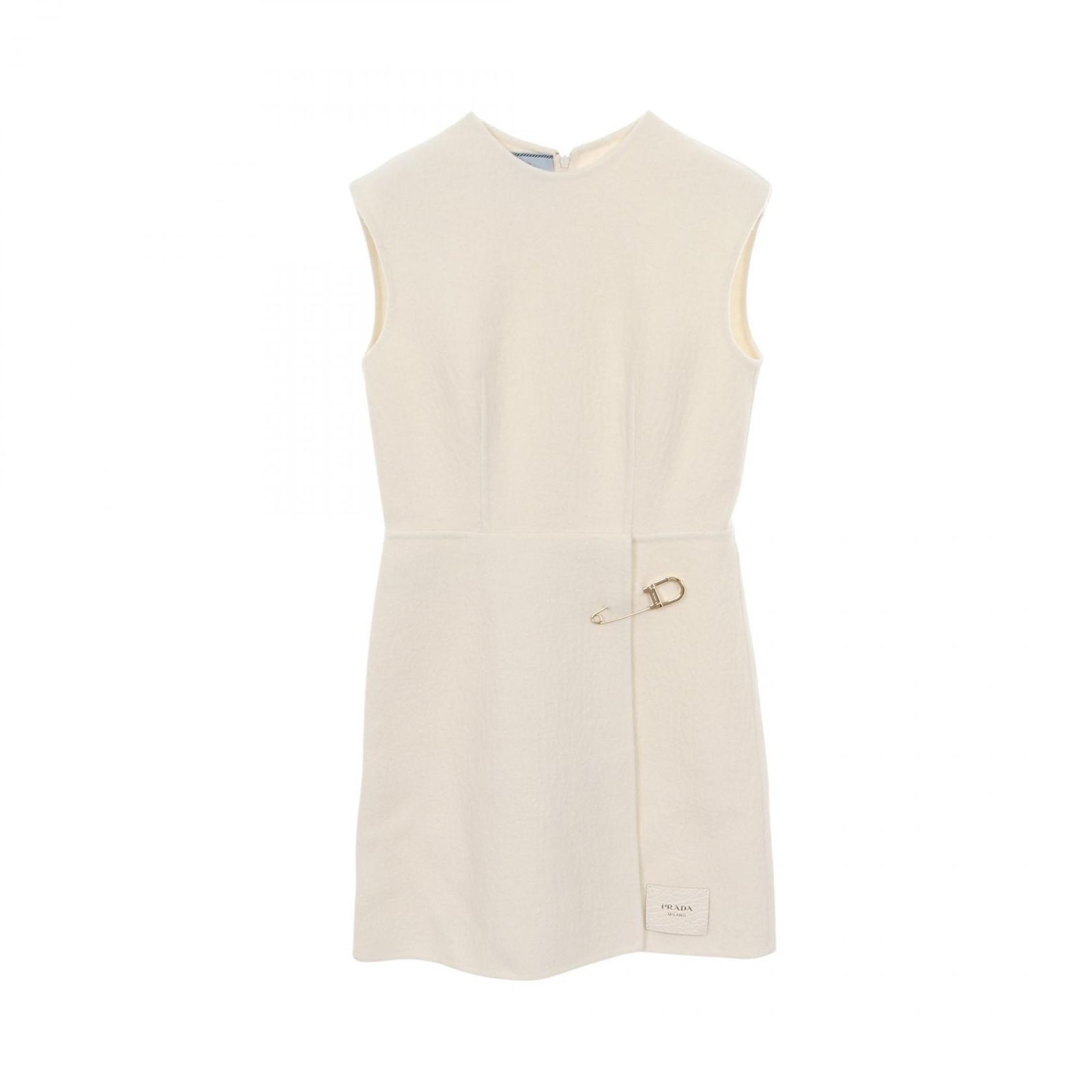 プラダ PRADA ワンピース ウォッシュドツイルミニドレス P3K49E ホワイト ウール ワンピース レディース Used A