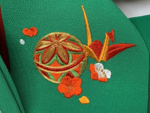 刺繍柄作り帯 中寸