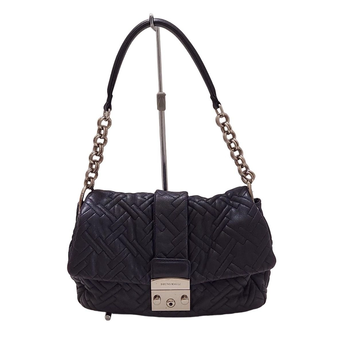 BRUNOMAGLI ブルーノマリ レザー ショルダーバッグ ブラック 黒 【公式