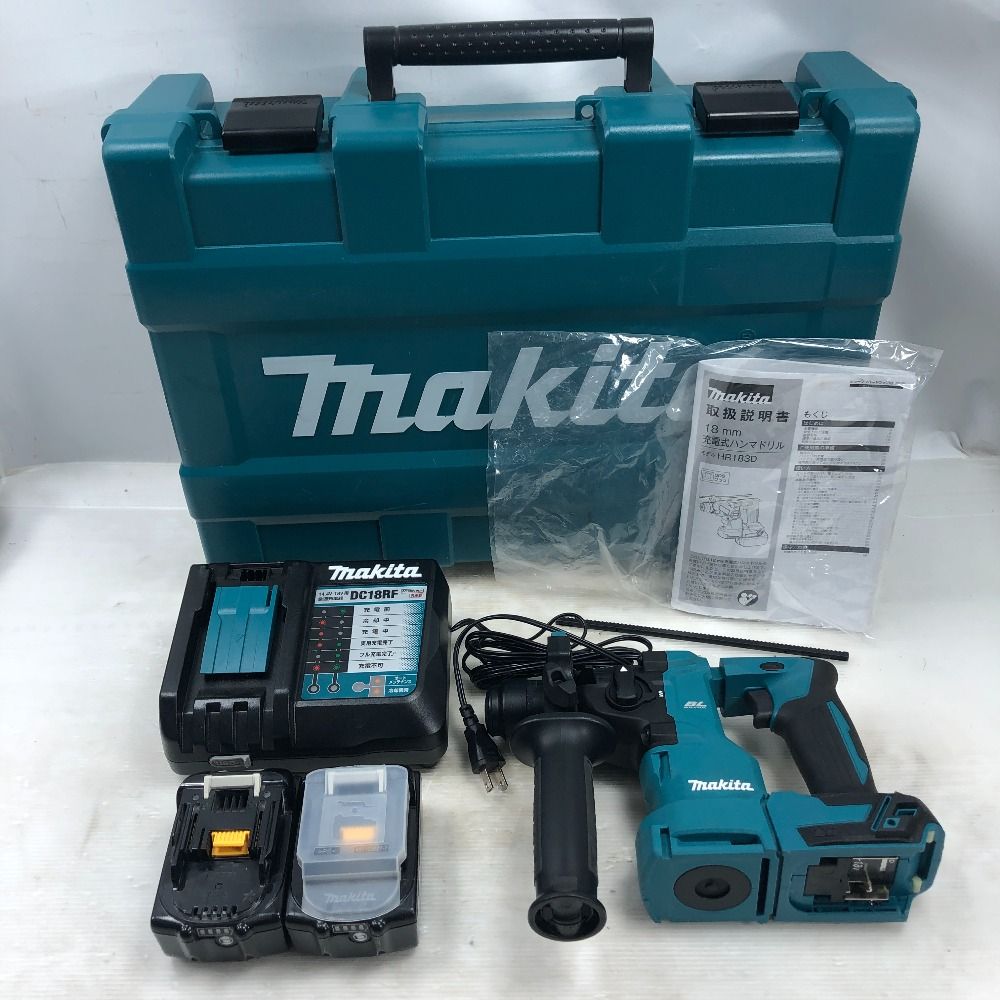 MAKITA マキタ 電動工具 ハンマドリル 充電器 充電池2個 ケース付 HR183DRGX ブルー