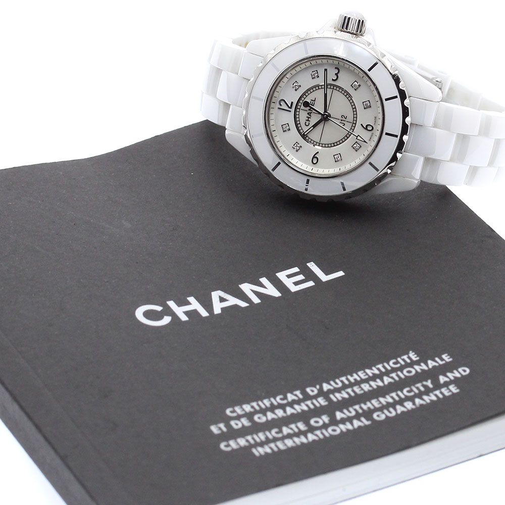 シャネル CHANEL H2422 J12 33ｍｍ  白セラミック 8Pダイヤ クォーツ レディース_874008