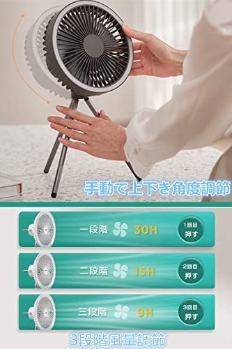 【色: ホワイト】xinaishan 卓上扇風機 usb充電式 キャンプ扇風機