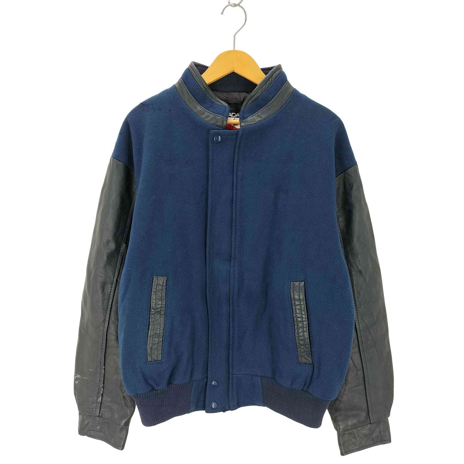 ユーズドフルギ USED古着 CANADA SPORTS WEAR 袖レザー スタジャン メンズ JPN：L 