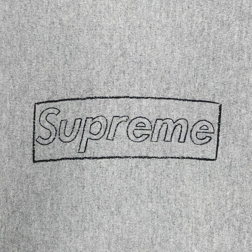 SUPREME シュプリーム KAWS Chalk Box Logo Hooded Sweat shirt カウズ チョーク ボックスロゴ パーカー  グレー サイズL 正規品 / 32248