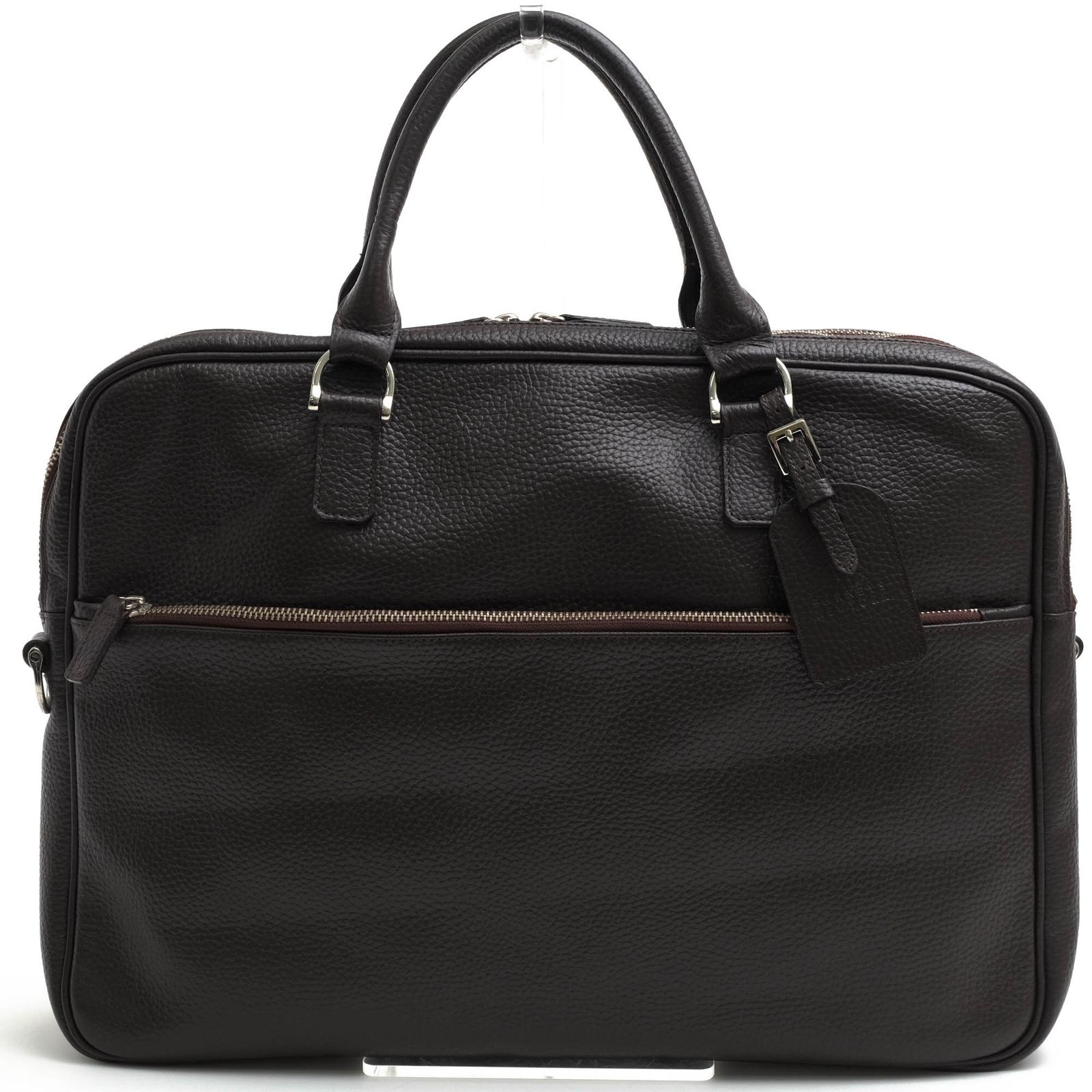 バーニーズニューヨーク／BARNEYS NEWYORK バッグ ブリーフケース ビジネスバッグ 鞄 ビジネス メンズ 男性 男性用 レザー 革 本革 ダークブラウン 茶 ブラウン  A4サイズ収納可 シボ革 シュリン