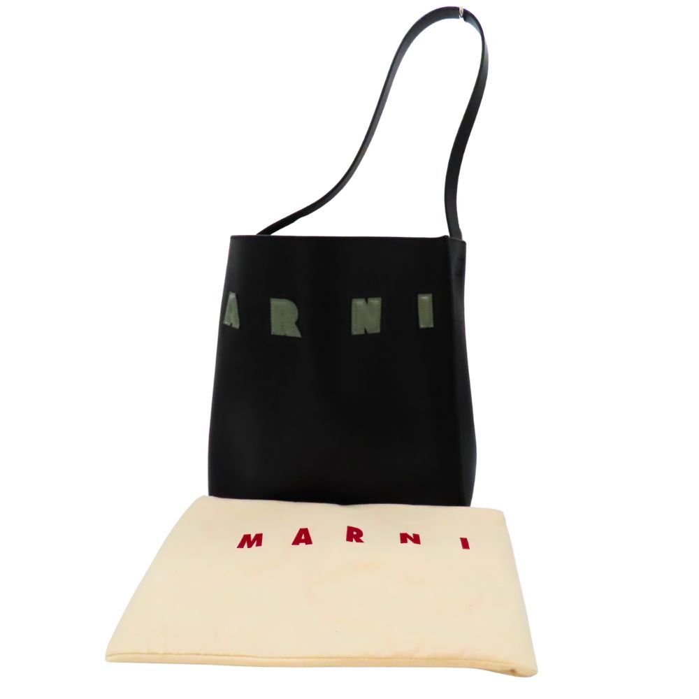 MARNI マルニ SHMP0111U0 P6483 ミュゼオ ホーボー バッグ MUSEO HOBO レザー ショルダーバッグ トートバッグ ブラック 黒 ロゴ レディース ユニセックス A2502592 無料ギフトラッピング承ります