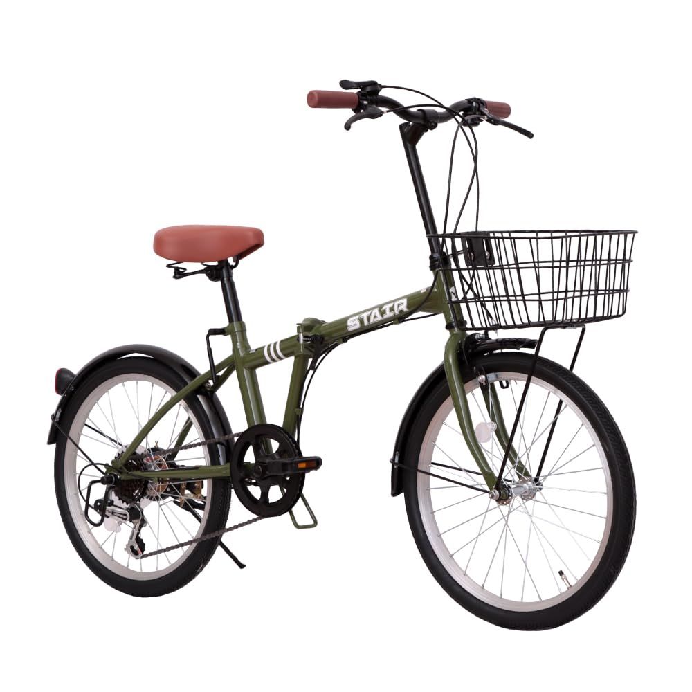 20インチ カゴ付 自転車 シマノ6段変速 前後泥除け装備 通勤 折り畳み自転車 通学 街乗り 折りたたみ自転車 小径車