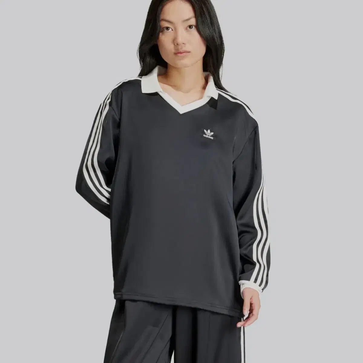 adidas アディダス サテン 長袖 ロング スリーブ Tシャツ S ー 黒 アイテム番号 IR6099