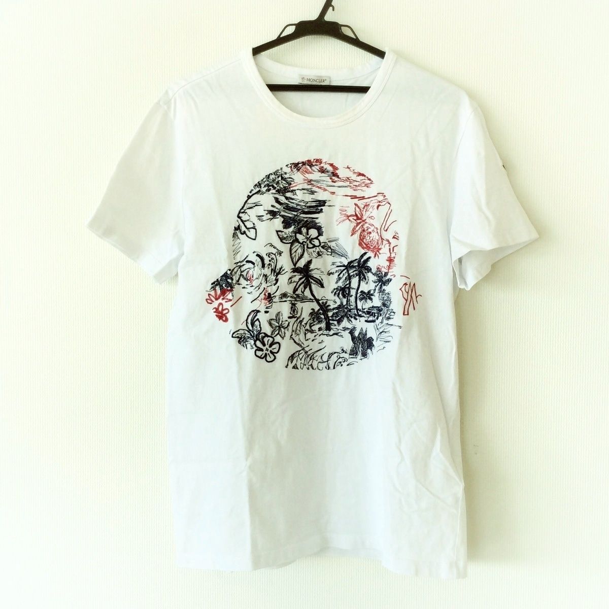 MONCLER(モンクレール) 半袖Tシャツ サイズ メンズ MAGLIA 白×ネイビー