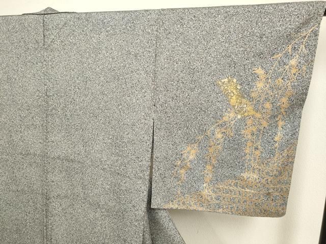 平和屋着物▽訪問着　単衣　刺繍　短冊枝垂れ桜文　たたき染め　金彩　正絹　逸品　DAAT4423du 平和屋着物▽訪問着 単衣 刺繍 短冊枝垂れ桜文 たたき染め 金彩 正絹