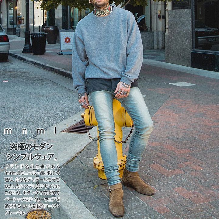 mnml デニム ジーンズ メンズ 春夏秋冬用 インディゴライトブルー 大きいサイズ ミニマル ジーパン Gパン パンツ スキニー スリム 細身 ストレッチ おしゃれ かっこいい シンプル b系 ヒップホップ ファッション ストリート系 ハイ ブランド D582-LBL mnml デニム ジーンズ メンズ 春夏秋冬用 インディゴライトブルー