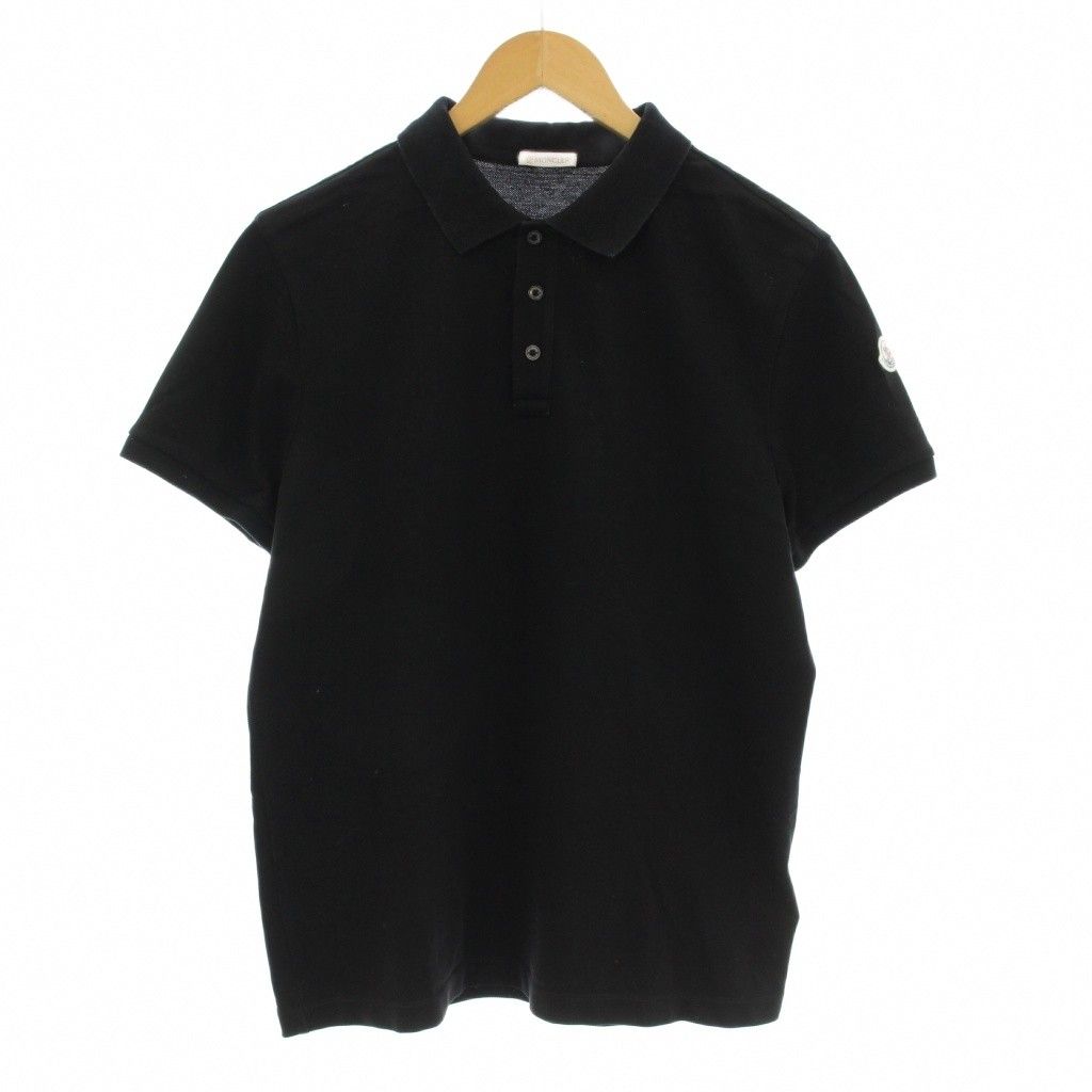 モンクレール MONCLER MAGLIA POLO MANICA CORTA ポロシャツ カットソー 鹿の子 半袖 ワッペン M 黒 ブラック G20918A70510 84556 KU