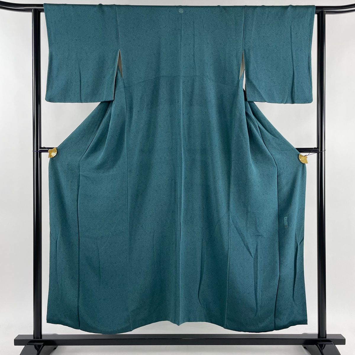 江戸小紋 身丈153cm 裄丈65cm M 単衣 落款 船形 灰色 正絹 美品 名品  