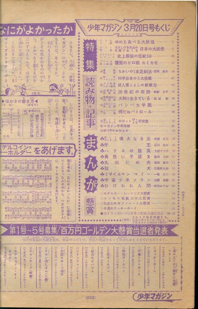 講談社 1966年(昭和41年)の漫画雑誌 週刊少年マガジン1966年(昭和41