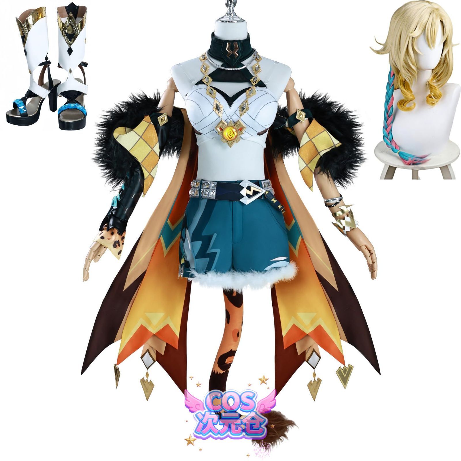 シロネン ウィッグ 靴 COSPLEE 原神 コスプレ衣装 Genshin メンバー コスチューム -ウイッグ-靴付き 全セット 高度還元 cosplay イベント パーテ