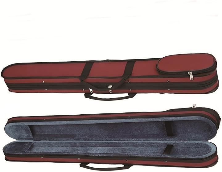 ZERONOWA 弓ケース 弦楽器共用 2本収納 バイオリン ビオラ チェロ対応 ストラップ付 レッド