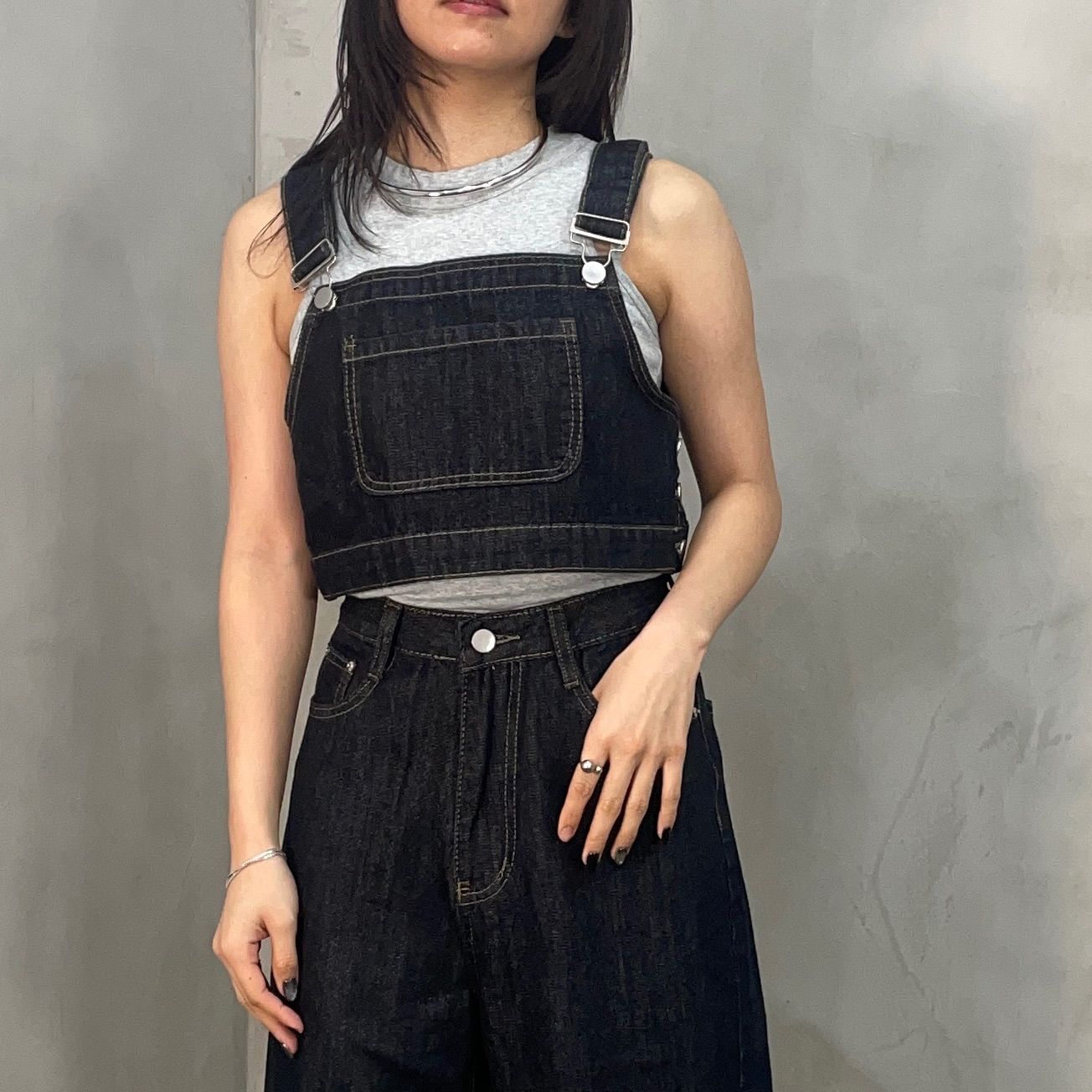 （セット限定特典付き）フモフモさんMサイズのお洋服♪デニム風オーバーオールセット aimoha セパレートオーバーオール セットアップ デニム