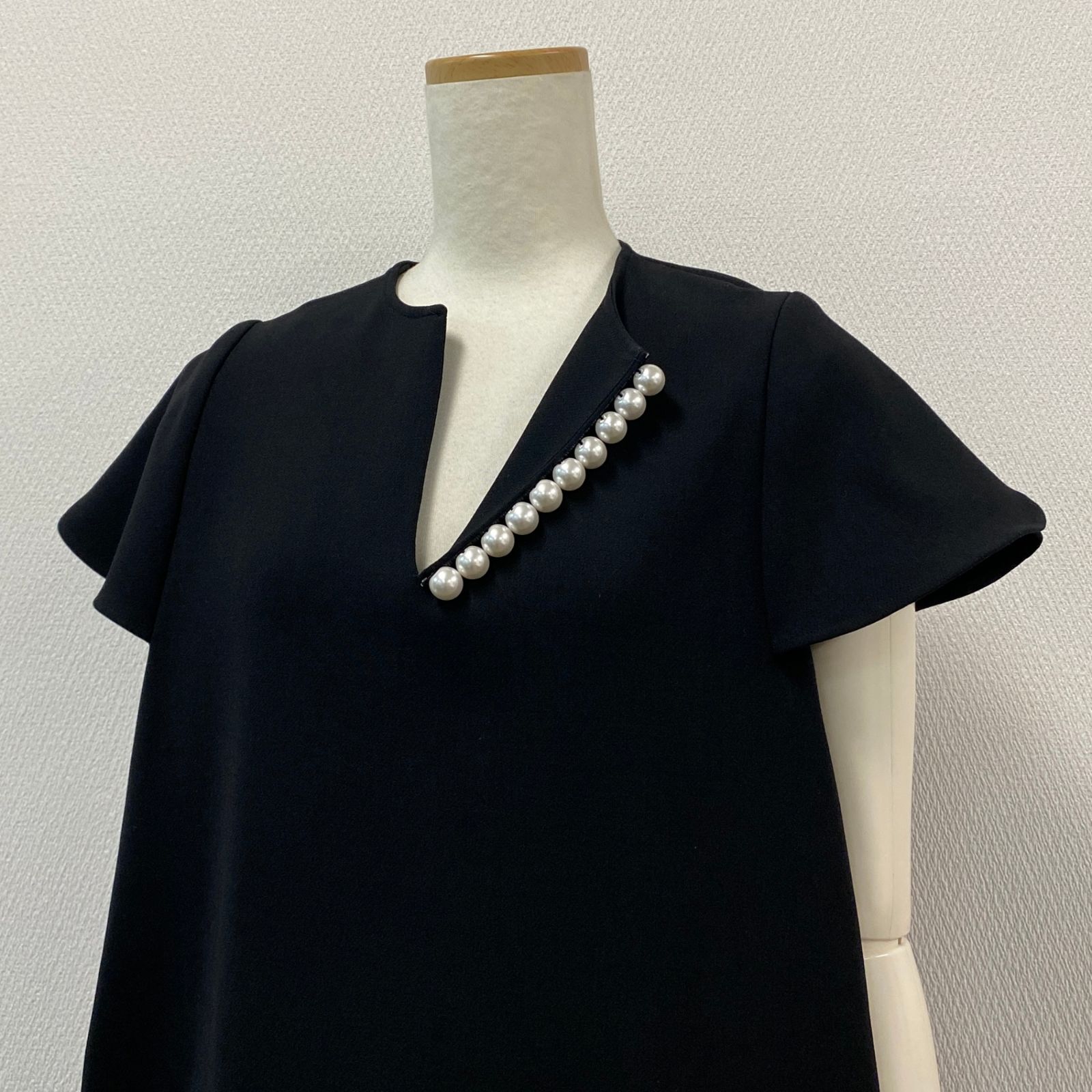 未使用タグ付き　YOKO CHAN ヨーコチャン　Flared Dress 36 anc ヨーコチャン YOKO CHAN ワンピース 36 紺 半袖 バック
