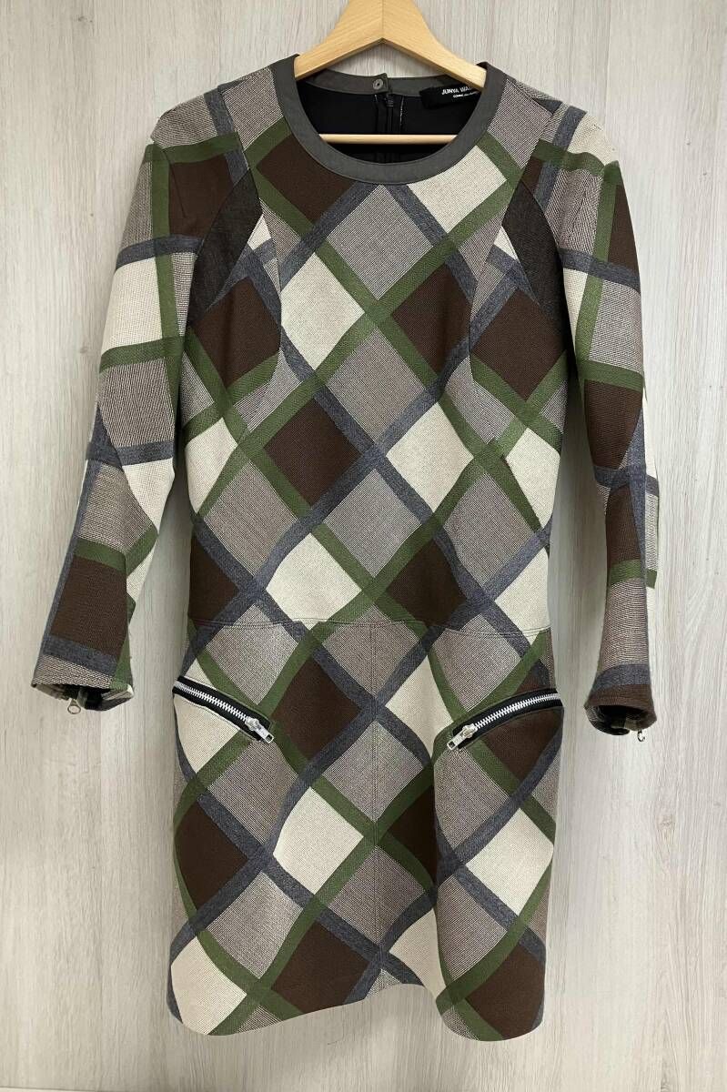 COMME des GARCONS JUNYA WATANABE JL-O022 長袖ワンピース ミニ丈 スカート チュニック ラウンドネック ジップポケット レディース M