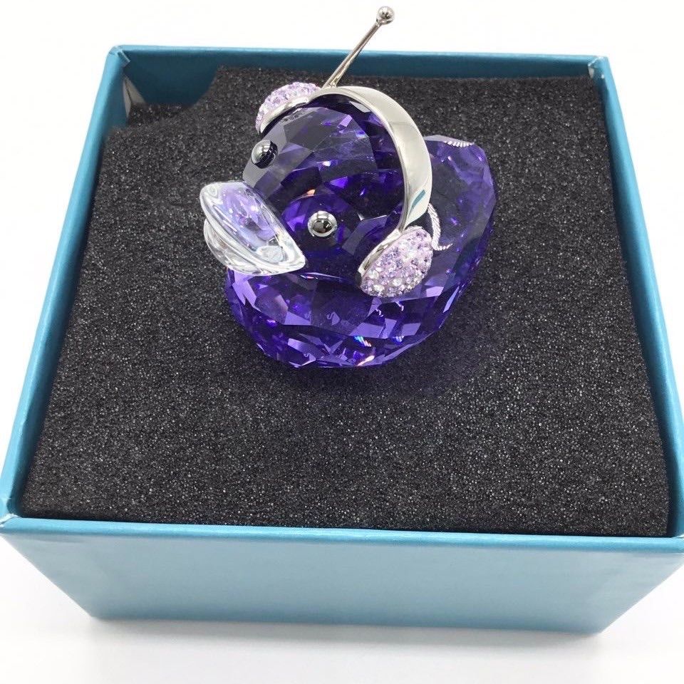 ▽SWAROVSKI ハッピーダック クリスタル 置物 パープル SWAROVSKI
