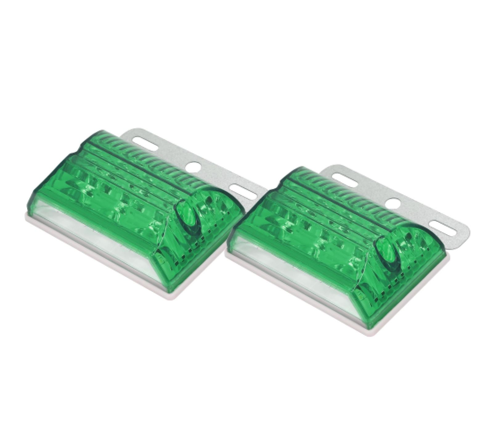 24V トラック 用 角型 12 LED サイド マーカー ランプ セット ダンプ バス アンバー カー トレーラー 大型トラック デコトラ サイドランプ ダウンライト 防水 角(グリーン 2個セット) [グリーン　