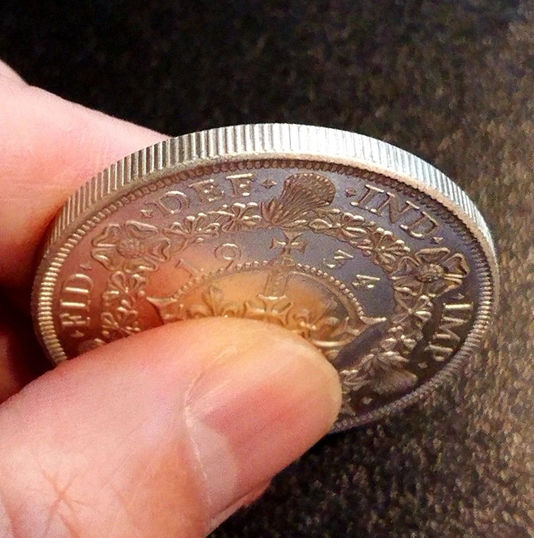 G278 英国 ジョージ5世クラウン銀貨 1934年 参考品 - メルカリ