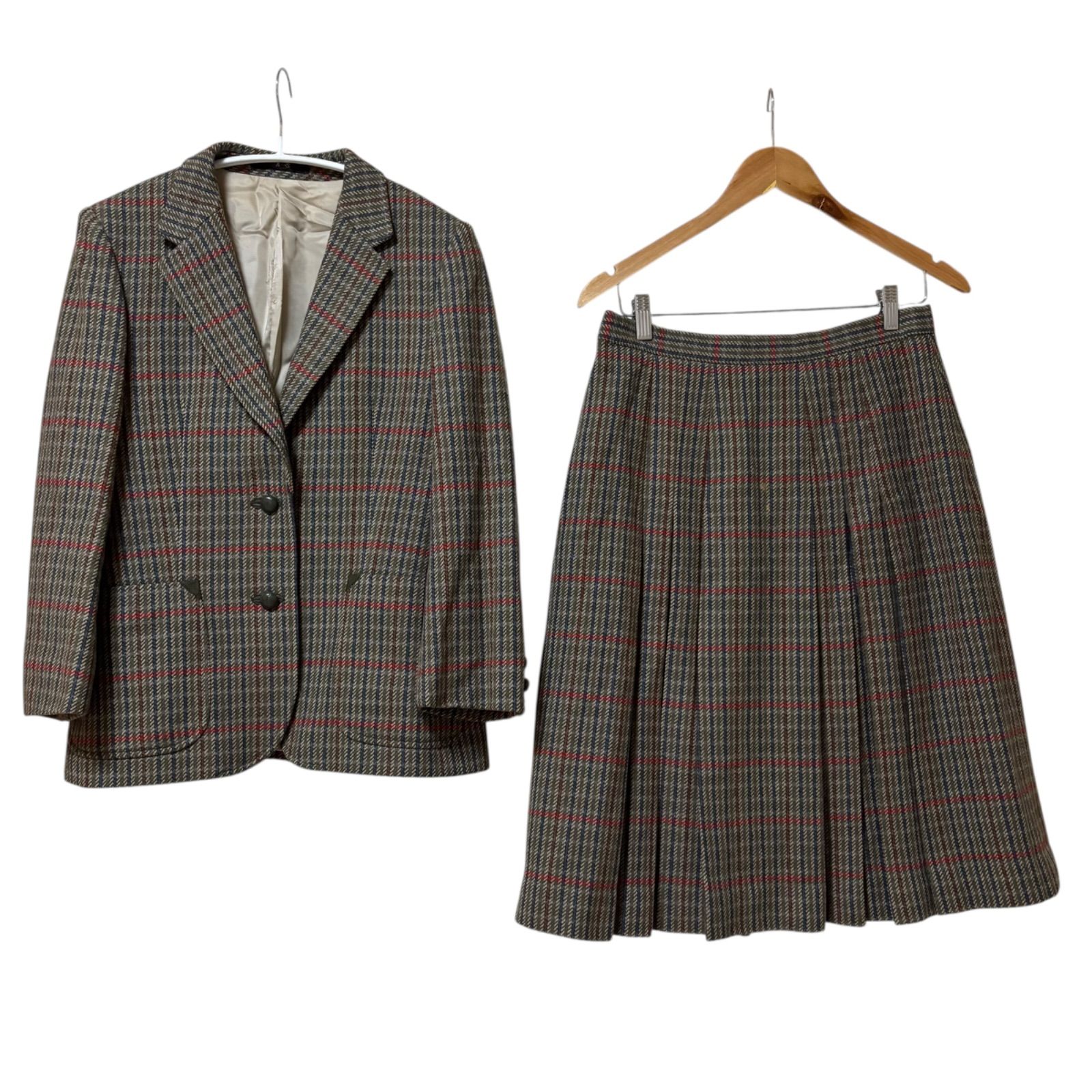 タグ付き☆スカートセットアップ Z1566DAKS ENGLAND ダックス セットアップ チェック ジャケット